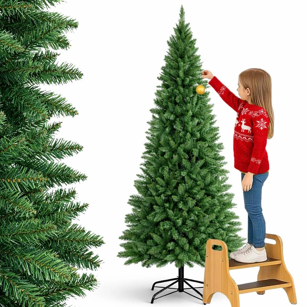 Albero Di Natale SLIM Pino dei Sogni Verde Altezza 180 cm Base a Croce 625 Rami