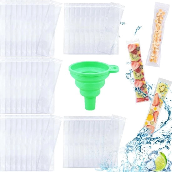 Confezione di 120 pezzi di sacchetti di gelato da gettare - sacchetti di gelato a forma di pop - contenitore pieghevole - lattine di gelato DIY - materiale plastico - facile da utilizzare - sacchetti di gelato