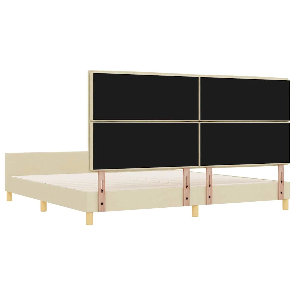 Struttura del letto con testiera Crema 200 x 200 cm Tessuto 3344681