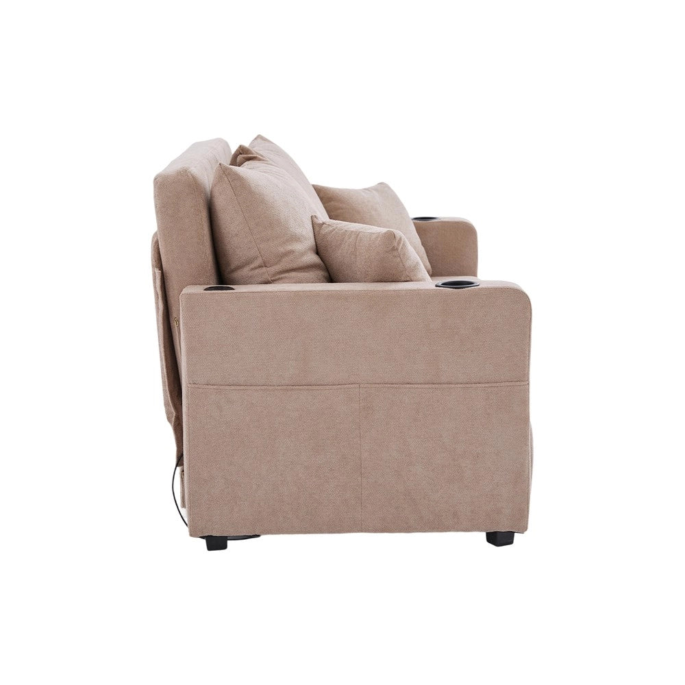 Divano Letto Multifunzione in Tessuto con Contenitore e USB ¨C Xylo ¨C Grigio