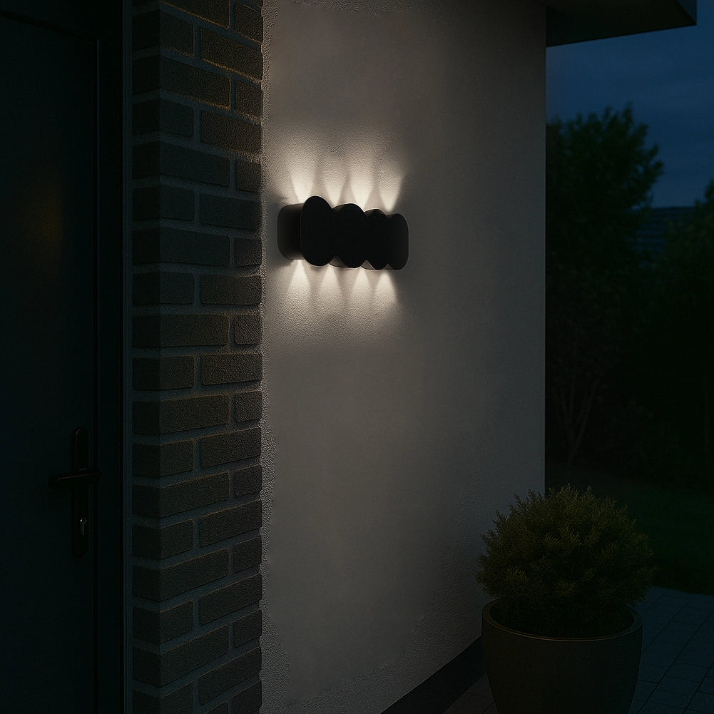 Applique da Muro LED 8 Luci Bianco Freddo Esterno Interno Alluminio 21x8x3 cm Nero
