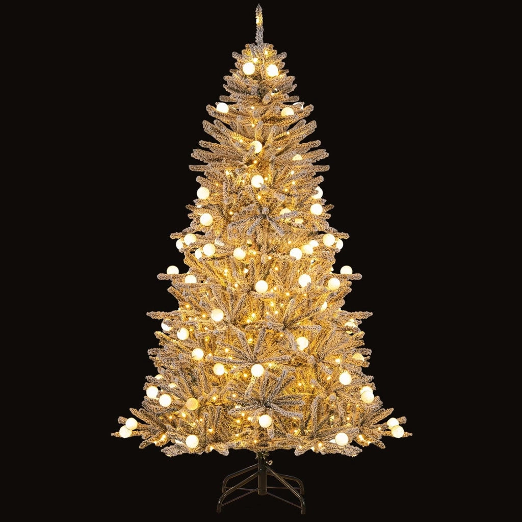 Albero di Natale Innevato 180/210 cm, Albero di Natale con 250/350 Luci Bianchi Caldi e 637/905 Rami (180 cm)