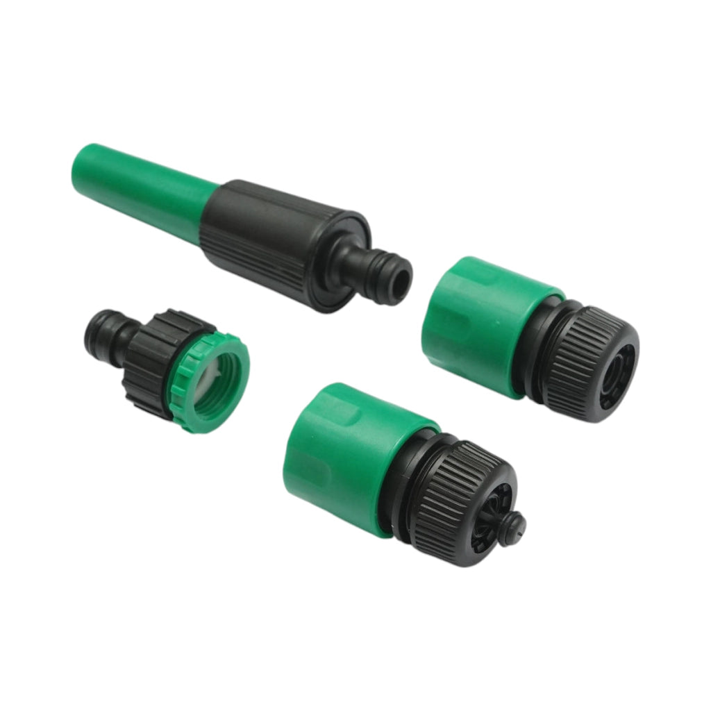 Set avvolgitubo da giardino 12mm x 7.5m con adattatore 3/4-1/2, connettori e ugello regolabile 1/2