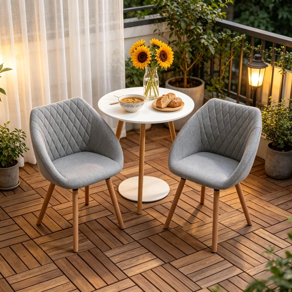 SEDIA Imbottita Set da 2 pezzi 60x56x79 cm Grigio/Legno