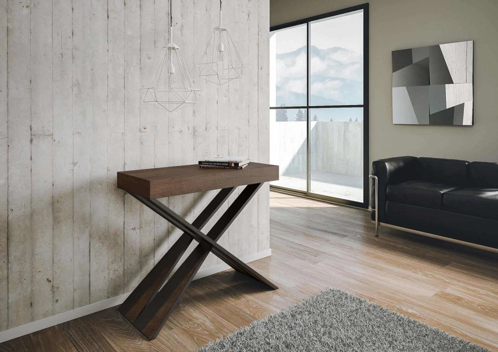 Consolle allungabile 90x40/196 cm Diago Small Premium Noce telaio Antracite