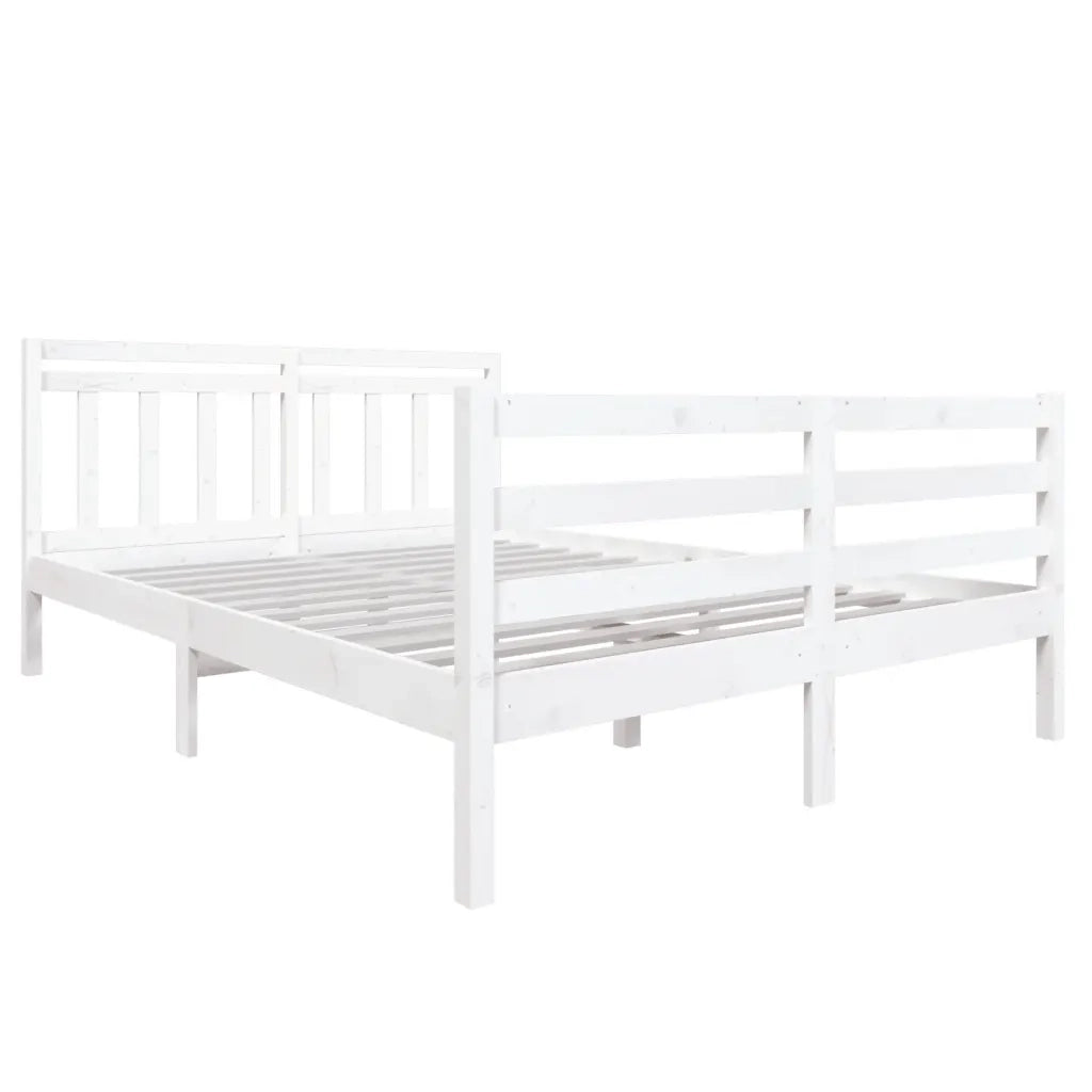 Giroletto-Struttura Letto Bianco in Legno Massello 140x190 cm 531438