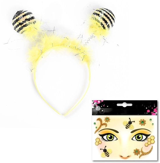 Accessori per costume da api - Bandana per testa - Adesivo per viso - Accessori per cosplay - Accessori per costume da api - Unico modello - Tela gialla - Accessori per costume