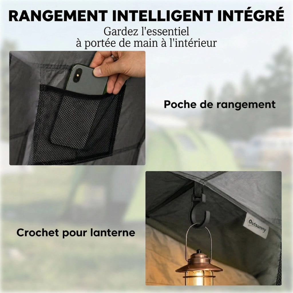 Tenda da Campeggio 2 Persone Impermeabile ¨C zephmum ¨C Grigio Scuro 210x210x150cm