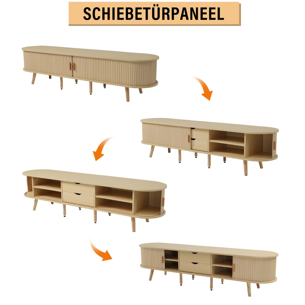Set di Mobili da Soggiorno con Mobile TV e Tavolino Ovale; Contenitore; per Soggiorno Moderno; MDF; Legno