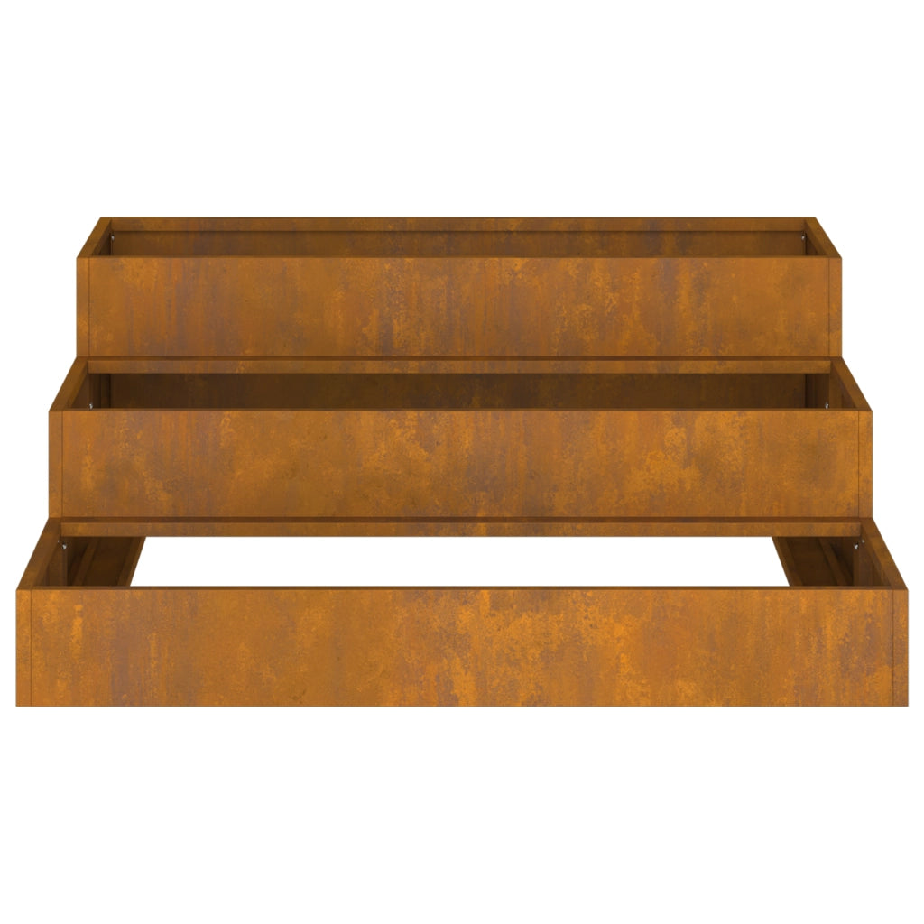 Fioriera da Giardino 3-Tier 90x90x35 cm Acciaio Resistente alle Intemperie