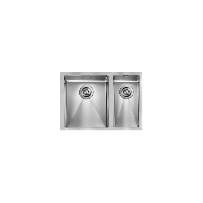 CM 012053.S0.01.2018 Lavello da incasso 2 vasche in acciaio inox AISI 304 63 x 45 cm (63x45x19 cm) colore Inox satinato
