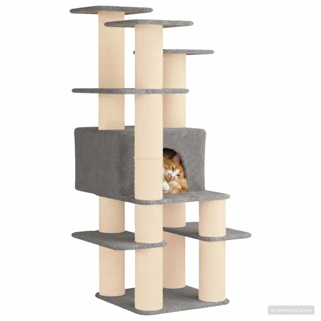 Albero per gatti con pali per graffiare in sisal Grigio Chiaro 42033049