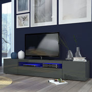 Amore, Mobile Porta tv 2 Ripiani Made in Italy, 200x40x37h cm Nero Antracite Lucido