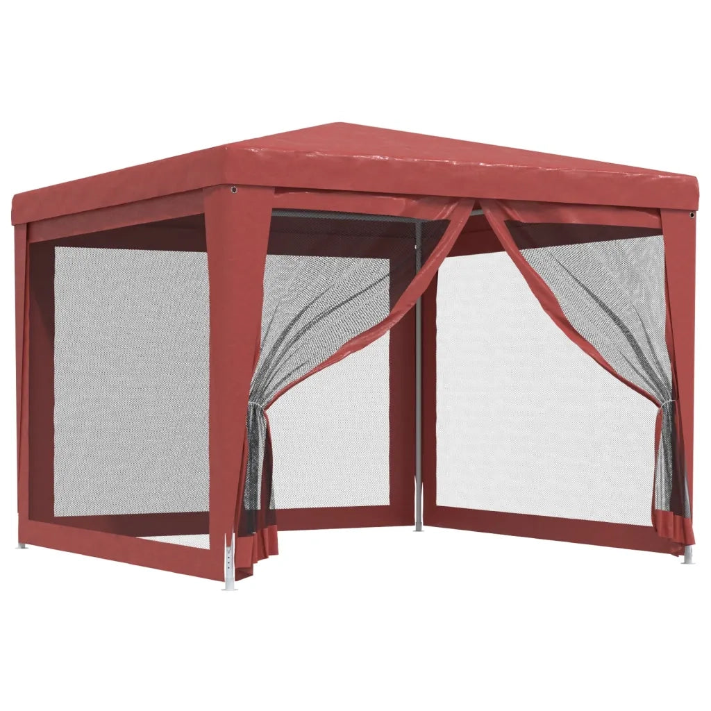Tenda per Feste con Pareti Laterali in Rete-Tenda Gazebo Rossa 3x3 m HDPE