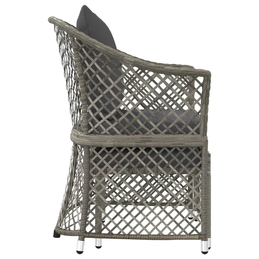 Set di mobili da giardino mobili da esterno set da 2 pezzi con cuscini resina intrecciata grigia 02_0015891
