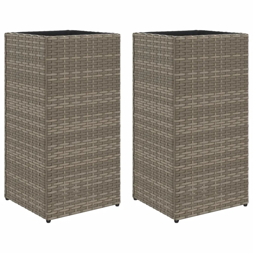 Fioriere da Giardino 2 pz Grigie 30x30x60 cm in Polyrattan 3210518