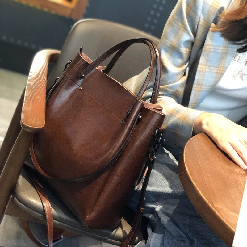 Borsa a tracolla da donna in vera pelle, stile retr¨°, marrone.