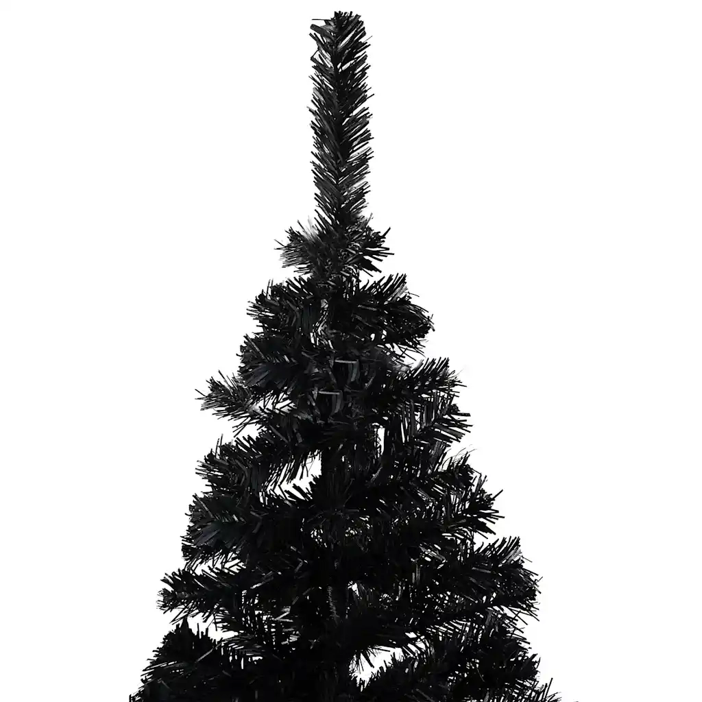 Albero di Natale Preilluminato con Palline Nero 120 cm PVC 3077588