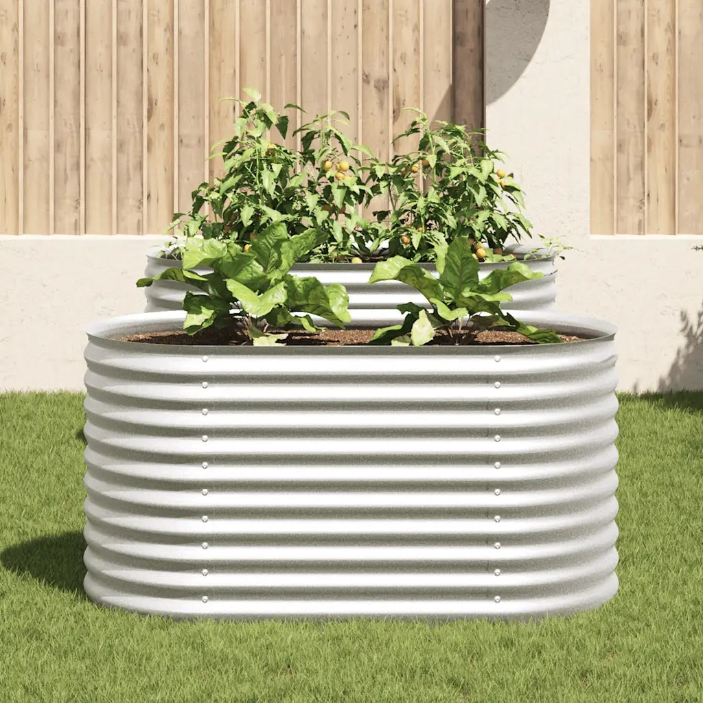 Fioriere | Cassetta per fiori | Letto Rialzato Giardino 160x80x81 cm in Acciaio Zincato Argento