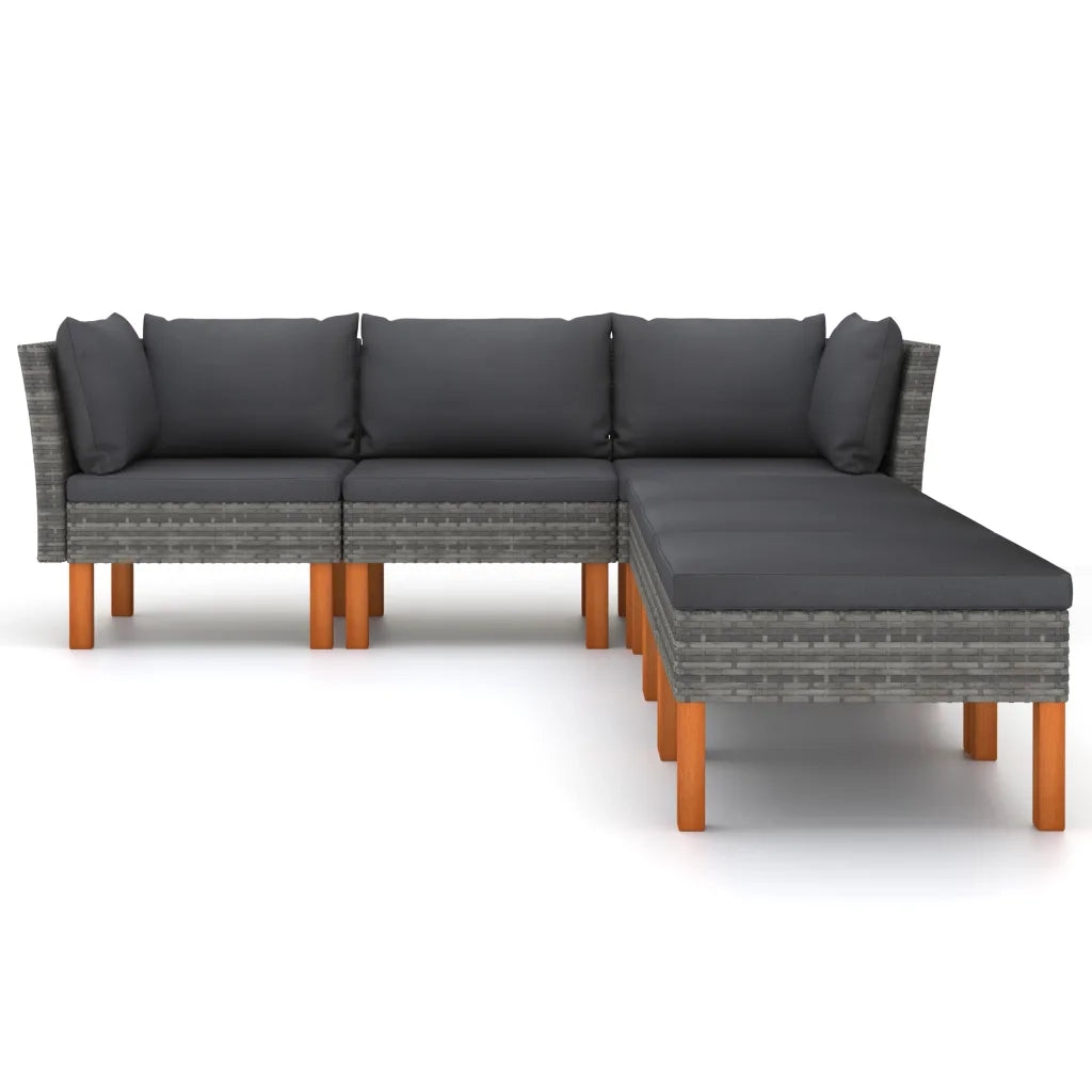 Set Divani da Giardino 6 pz | Set Salotto da Giardino con Cuscini in Polyrattan Grigio