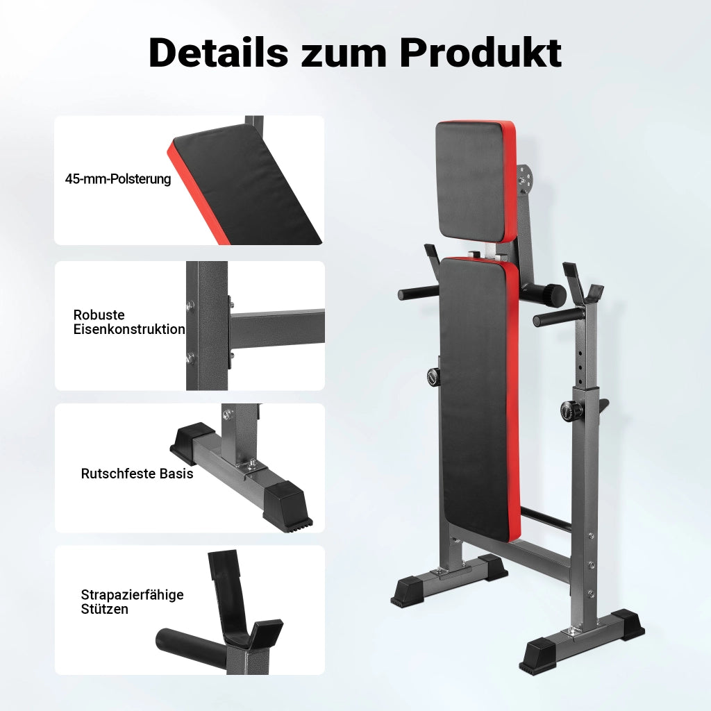 Panca per pesi pieghevole per max 230kg Panca fitness 2in1 inclinata e piana Porta bilanciere