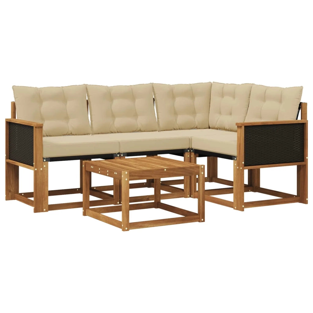 Set di divani da esterno con cuscino 5 pcs Naturale e Beige