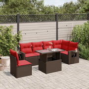 Set Divani da Giardino 7 pz con Cuscini Marrone in Polyrattan 3267944