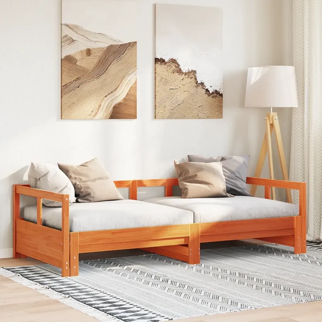 Dormeuse senza Materasso Marrone Cera 90x200 cm Legno di Pino 854954