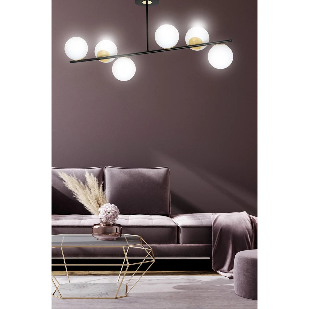 Plafoniera Contemporaneo Vishnu Acciaio Nero Oro 6 Luci E14 Ip20