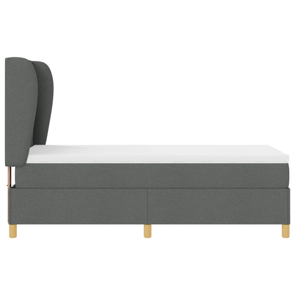 Letto a Molle con Materasso Grigio Scuro 100x200 cm Tessuto