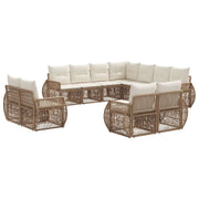 Set Divano da Giardino 11 pcs Beige e Bianco Crema polyrattan 3435588