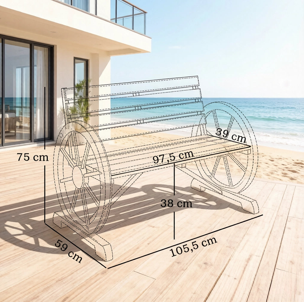 Panchina da giardino in legno stile rustico chic 105;5 x 59 x 75 cm; multicolore