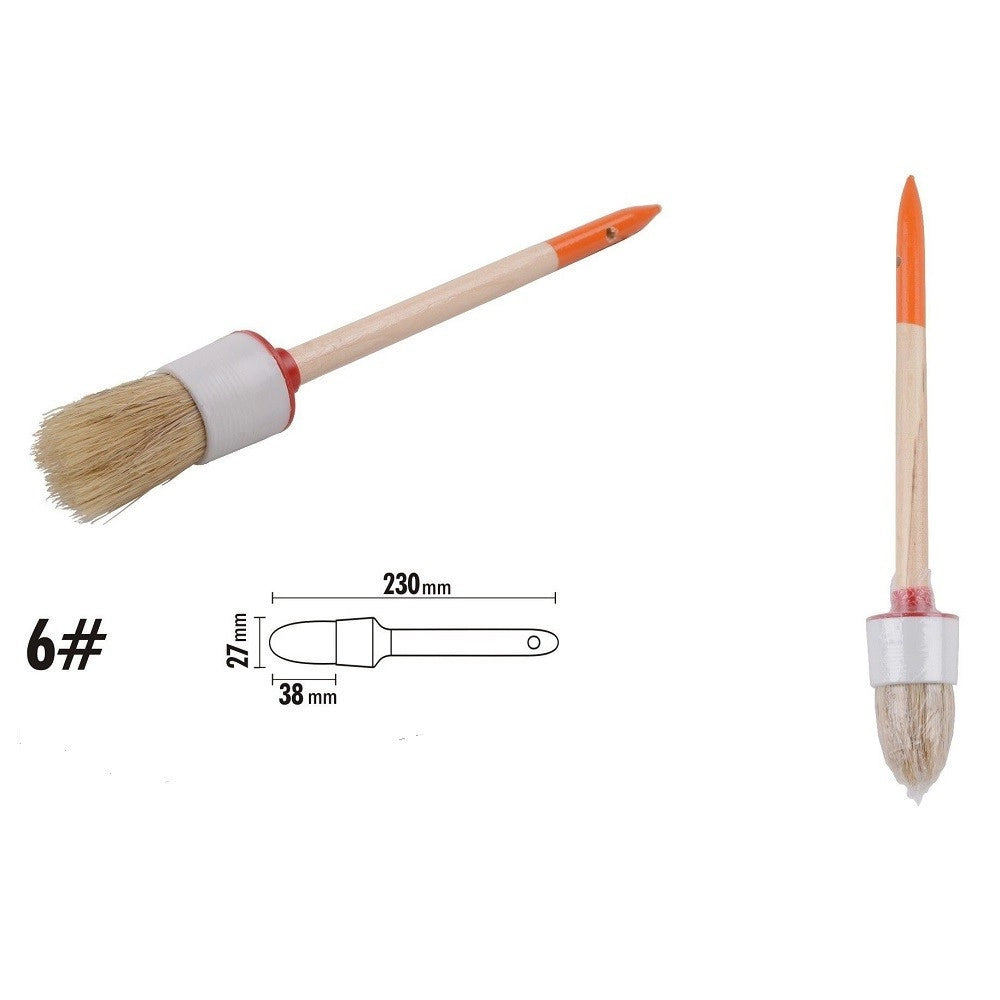 Trade Shop - Pennello Pittura Maniglia In Legno Setole Naturali A Testa Tonda 38 Mm 6" 90291 -