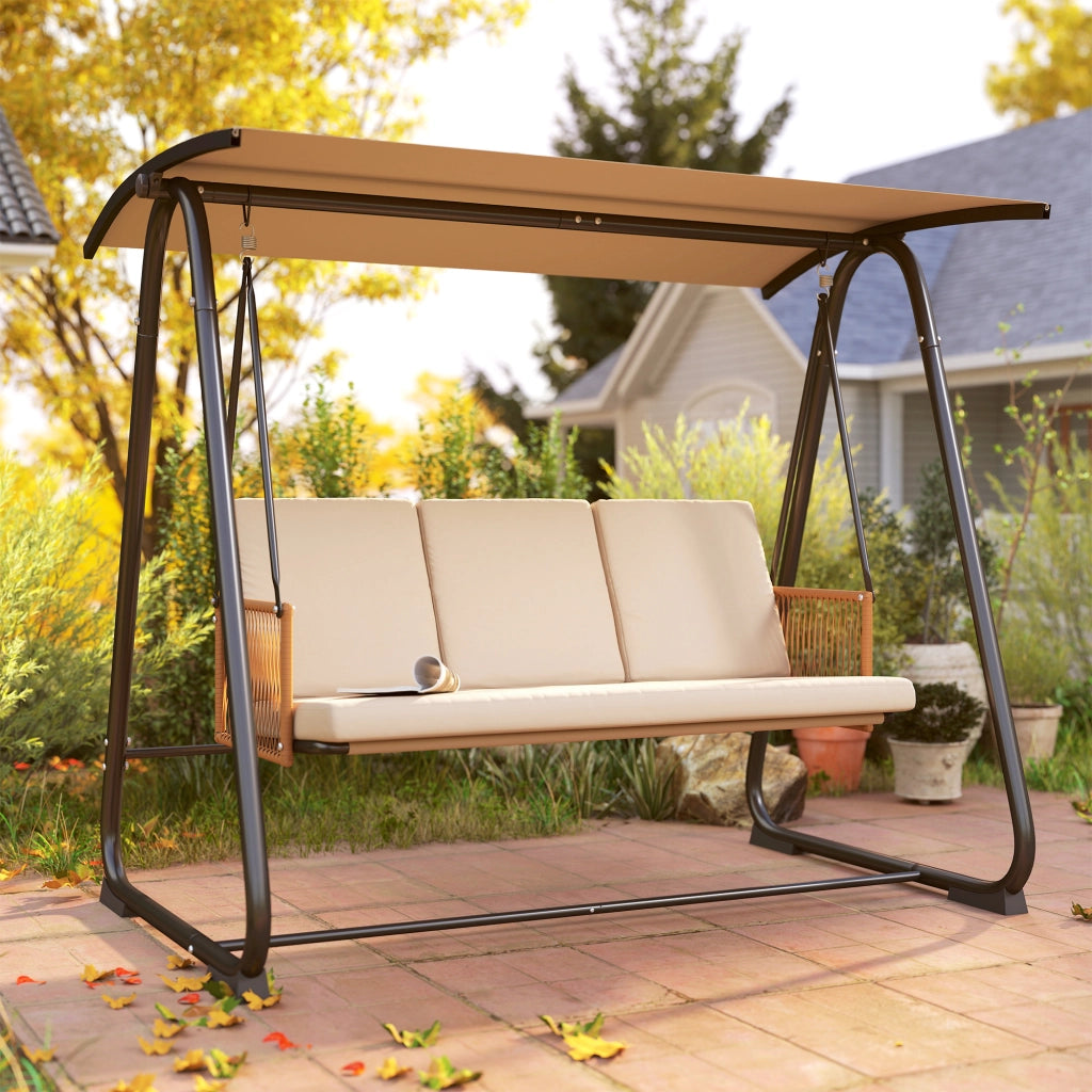 Hollywood Swing altalena da giardino a 3 posti con baldacchino solare regolabile cuscino rimovibile e traspirante