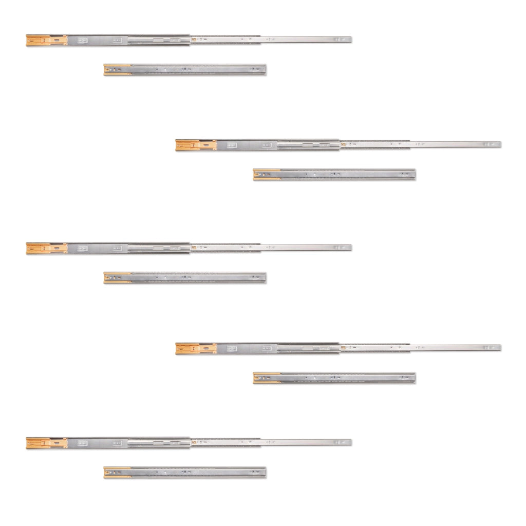 Guide a sfere  per cassetti con estrazione totale e chiusura soft, altezza 45 mm