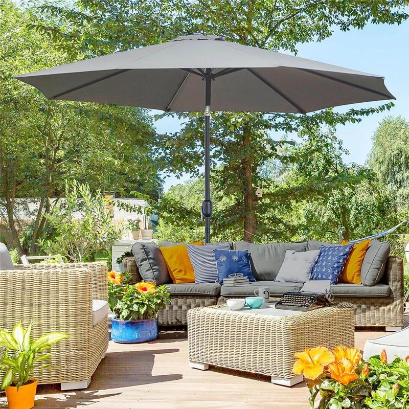 OMBRELLONE DA GIARDINO CON MANOVELLA METALLO E POLIESTERE 300 X 245 GRIGIO SCURO
