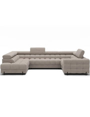 Divano panoramico convertibile FACTORY 3 posti beige – angolo sinistro con contenitore