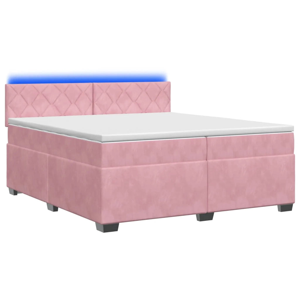 Letto con Box Spring, Materasso e LED Rosa 200 x 200 cm Velluto 3452257