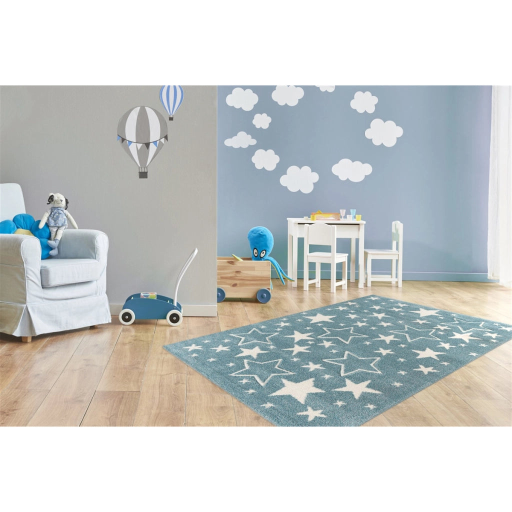 Tappeto per cameretta Amigo con stelle 3D in azzurro