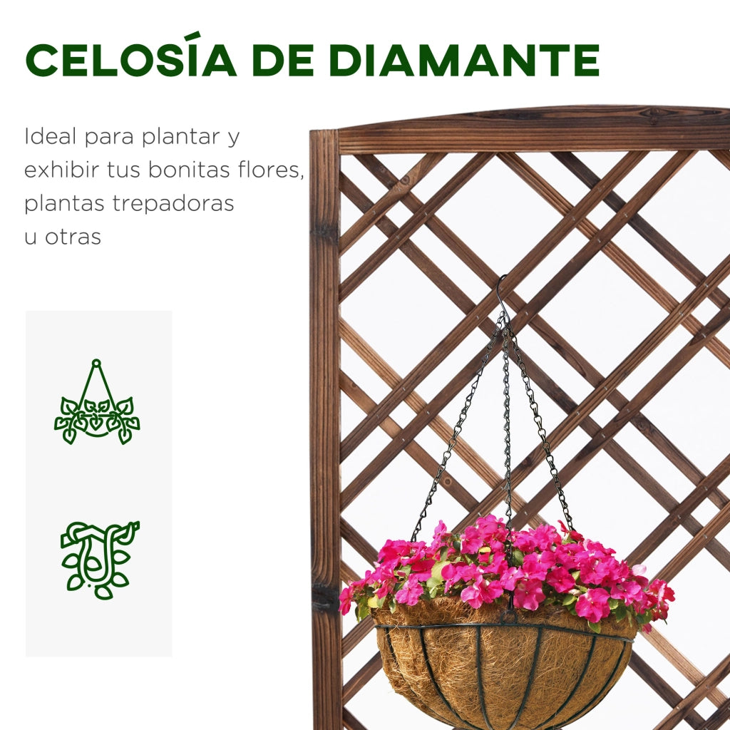 Jardinera con Celos¨ªa di Legno per Piante Rampicanti ¨C Zephmum ¨C 60x30x122,5 cm Marrone