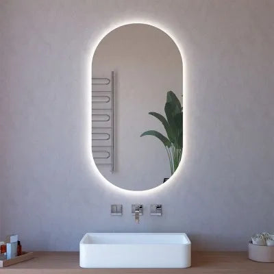 Specchio ovale LED 62x110 illuminazione perimetrale e installazione reversibile