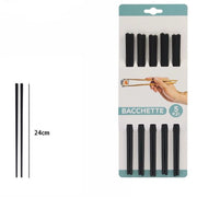 Trade Shop - Set 5 Coppie 10 Bacchette Legno Cinesi Giapponesi Posate Cucina 24 Cm Nere 74193 -