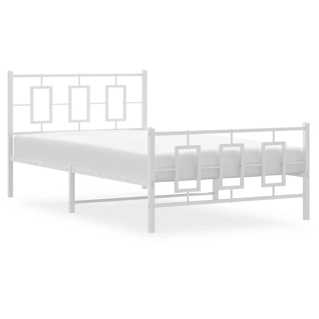 Giroletto con Testiera e Pediera Metallo Bianco 107x203 cm