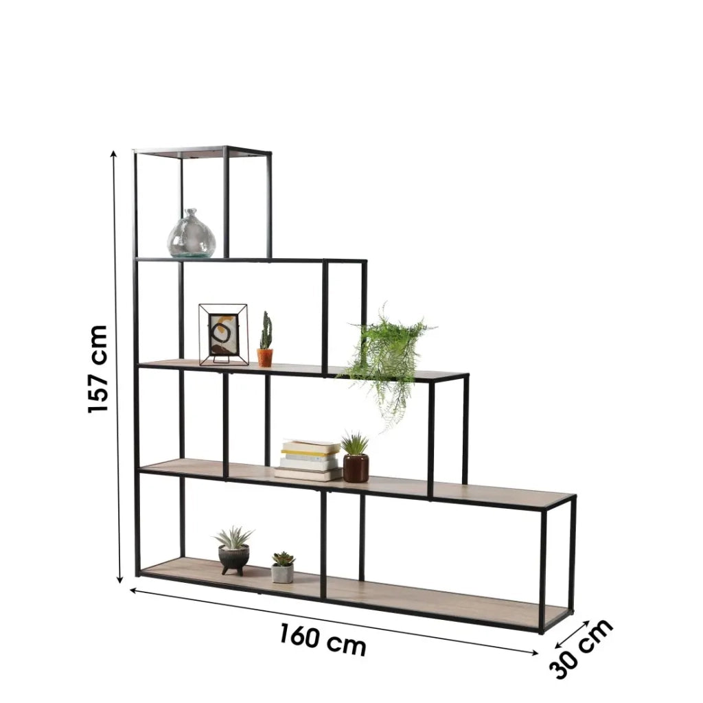 Libreria a scala con 5 livelli - Collezione HOLBORN, Dimensioni 157x30x160 cm