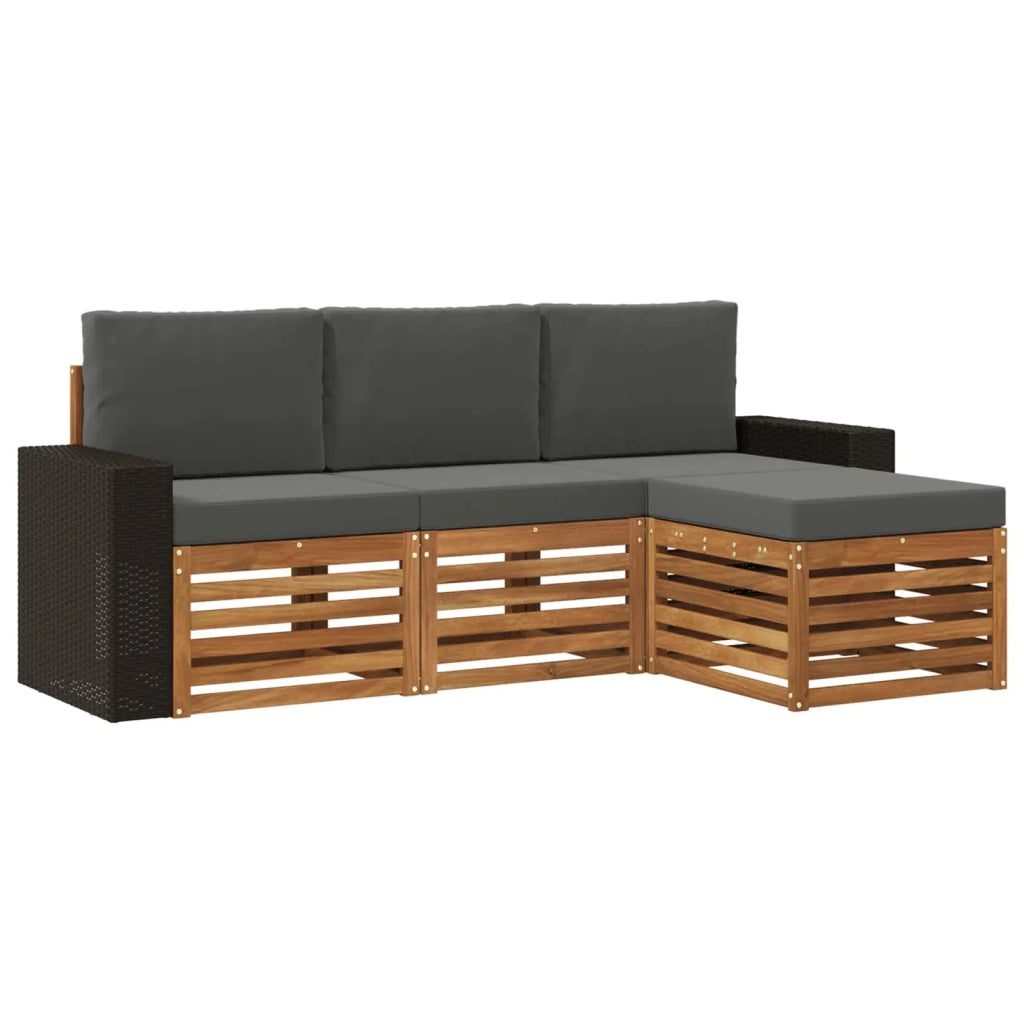 Set di divani da esterno 4 pz Naturale e Antracite 3384213