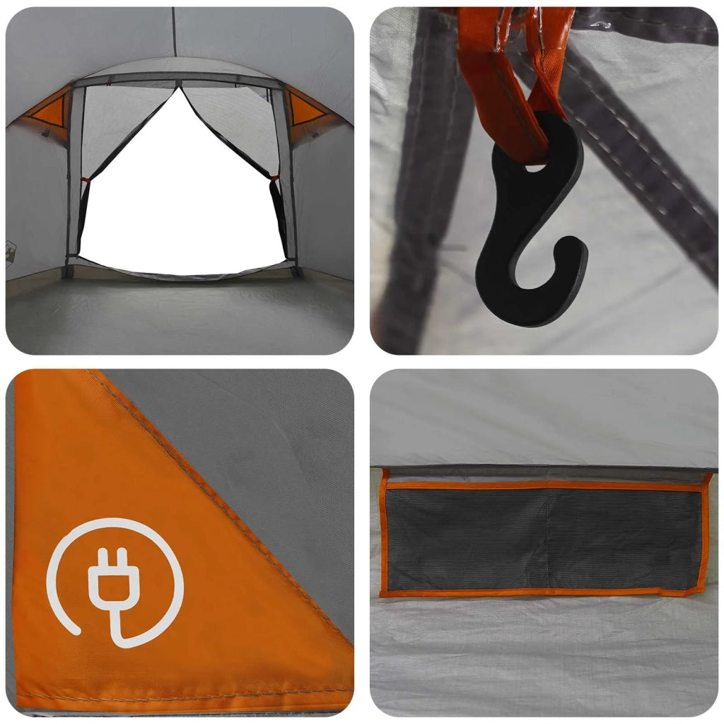 Tenda Capanna Grigio e arancione 6 persone Poliestere e Acciaio 42028585
