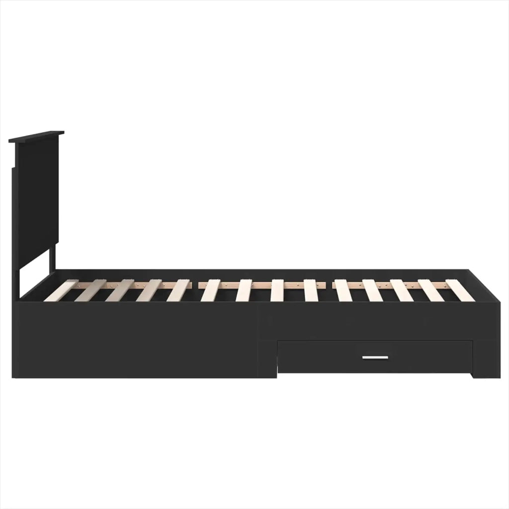 Struttura del letto con testiera Nero e Argento 90 x 200 cm