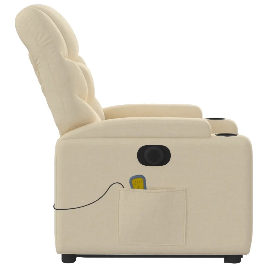 Poltrona Alzapersona Massaggiante Elettrica Crema in Tessuto 3204641