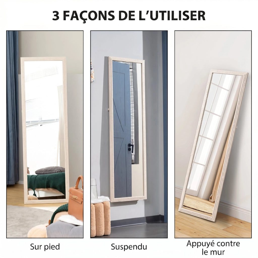 Specchio da Parete con Cornice in Effetto Pietra ¨C Zephmum ¨C Bianco 160x50 cm