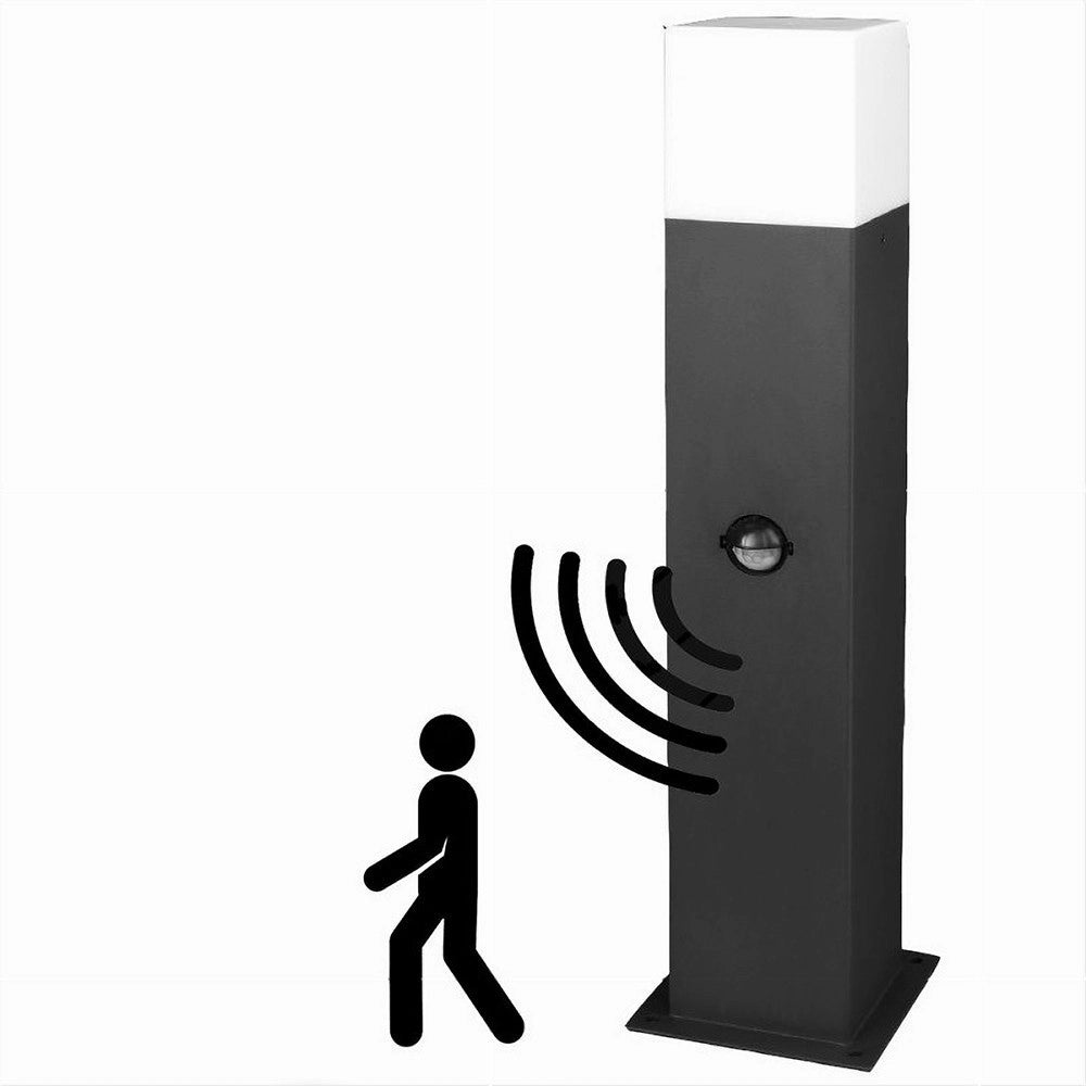 Trade Shop - Lampione Esterno Con Sensore Movimento E27 Lampada Da Terra Lampioncino Ip44 H440 - Nero